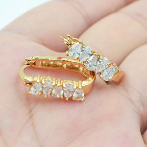 18K Yellow Gold Filled Women Clear Huggie Earrings